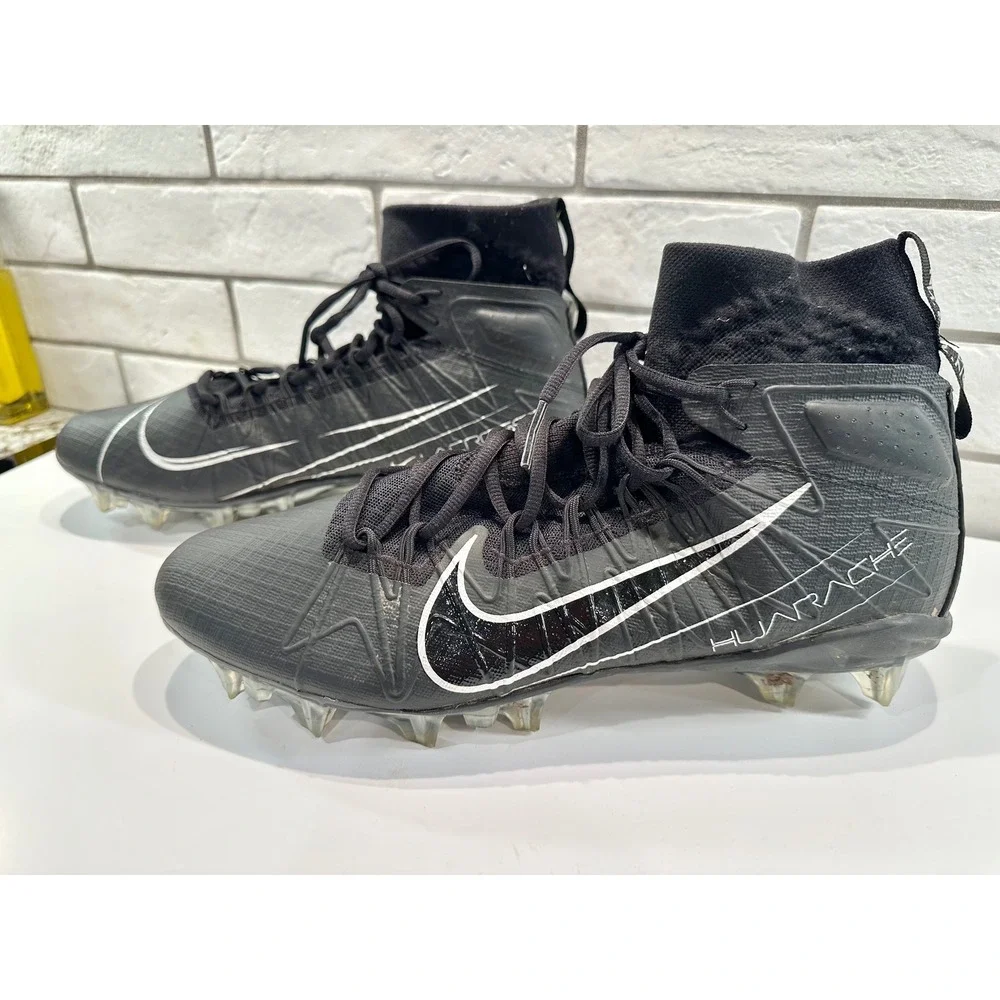 Nike‎ Huarache Lacrosse Cleats SZ 14 Black White Men's Mid Top Athletic Shoes